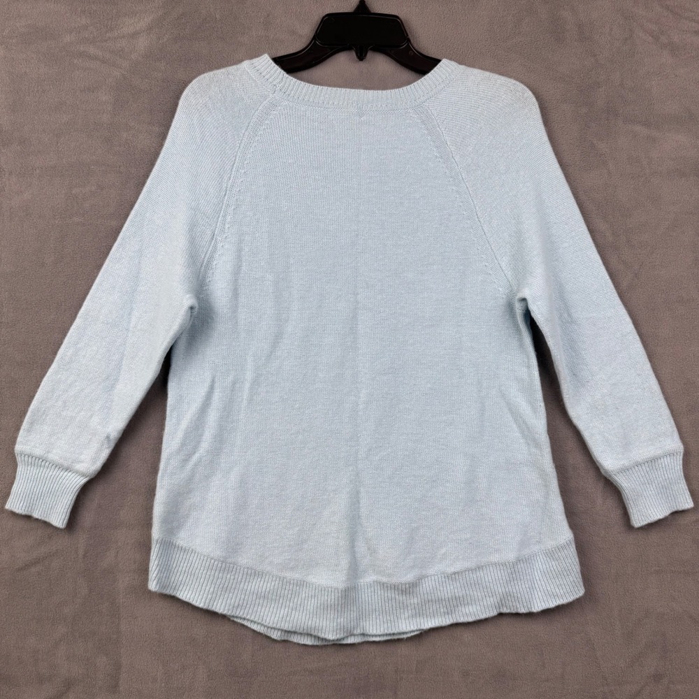 J. Crew Light‎ Blue Waffle Knit Merino Wool Blend Crew Neck Sweater Small - Picture 7 of 7